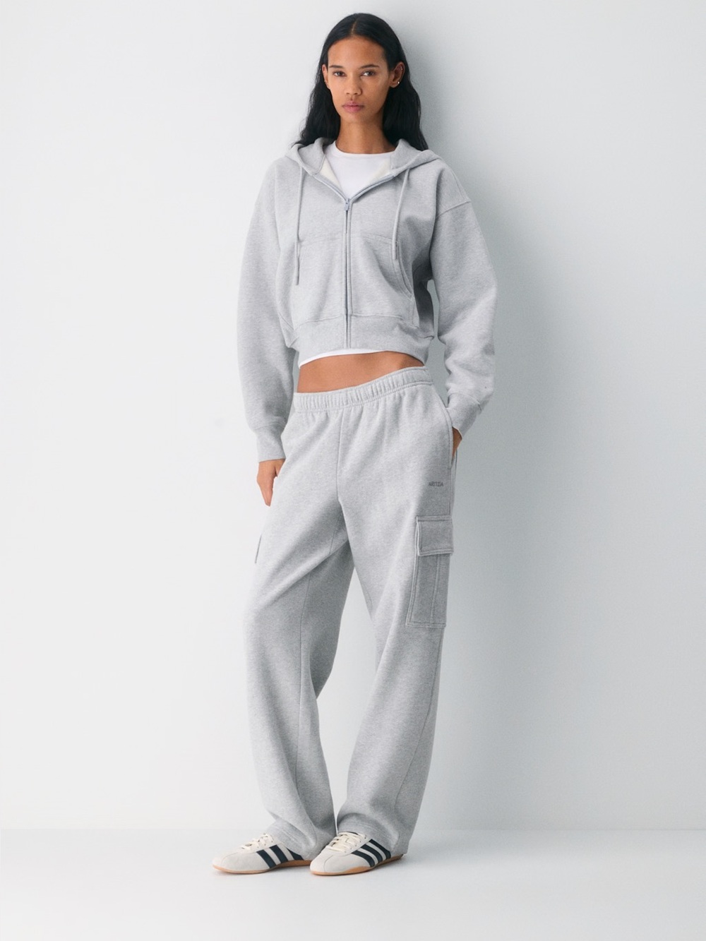 Aritzia Light Gray Hoodie and Jogger Set